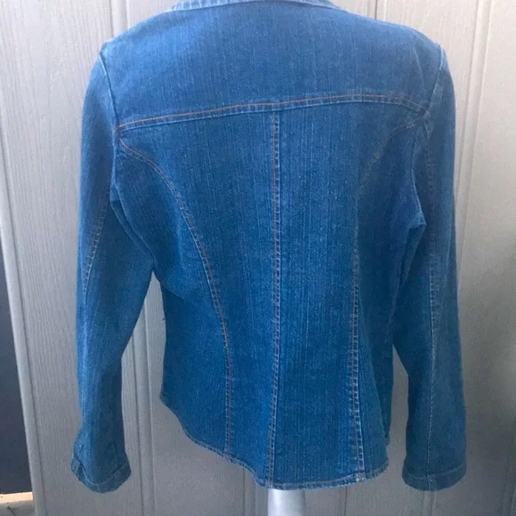 Denim jean vintage RL look Jacket button fitted glam blue boho - Picture 3 of 13